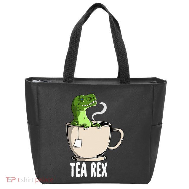 Tea Rex Funny T Rex Dinosaur Joke Pun Tyrannosaurus Zip Tote Bag