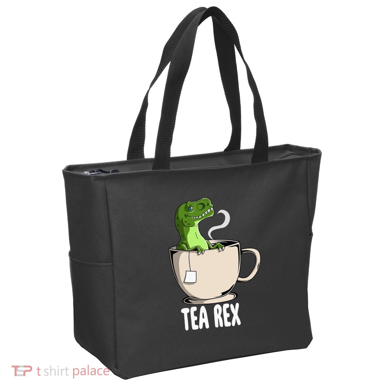 Tea Rex Funny T Rex Dinosaur Joke Pun Tyrannosaurus Zip Tote Bag