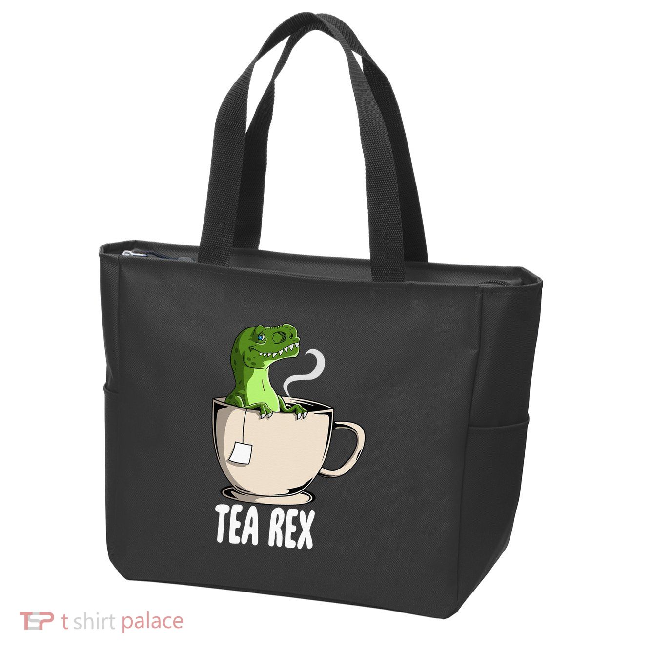 Tea Rex Funny T Rex Dinosaur Joke Pun Tyrannosaurus Zip Tote Bag