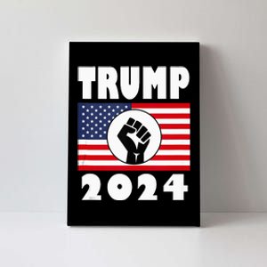 Trump Raised Fist Trump 2024 American Flag Patriot Canvas