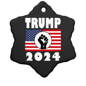 Trump Raised Fist Trump 2024 American Flag Patriot Ceramic Star Ornament