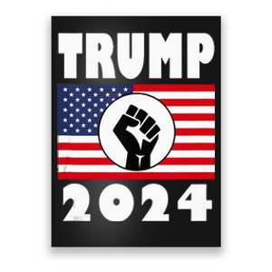 Trump Raised Fist Trump 2024 American Flag Patriot Poster