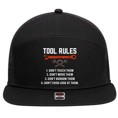 Tool Rules Funny Meme Mechanic Auto Repair 7 Panel Mesh Trucker Snapback Hat