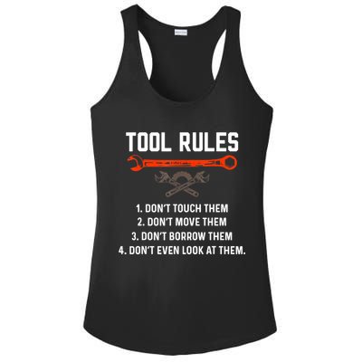 Tool Rules Funny Meme Mechanic Auto Repair Ladies PosiCharge Competitor Racerback Tank