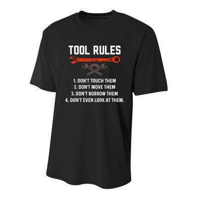 Tool Rules Funny Meme Mechanic Auto Repair Youth Performance Sprint T-Shirt