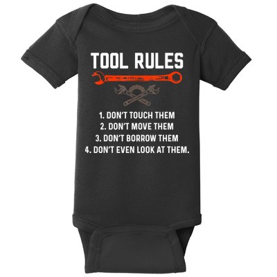 Tool Rules Funny Meme Mechanic Auto Repair Baby Bodysuit