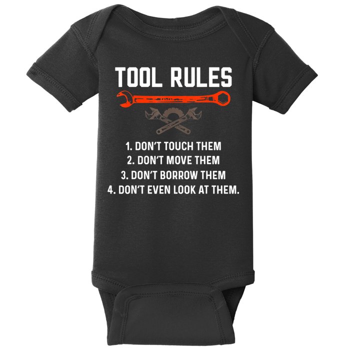 Tool Rules Funny Meme Mechanic Auto Repair Baby Bodysuit