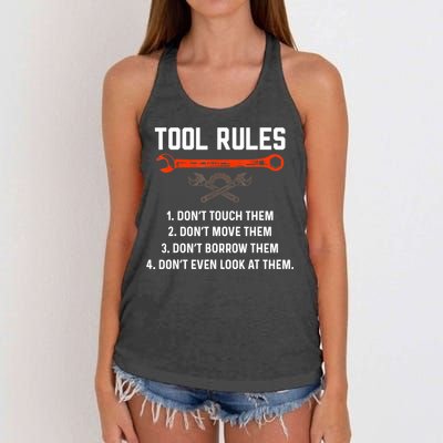 Tool Rules Funny Meme Mechanic Auto Repair Women's Knotted Racerback Tank