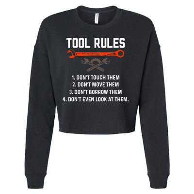 Tool Rules Funny Meme Mechanic Auto Repair Cropped Pullover Crew