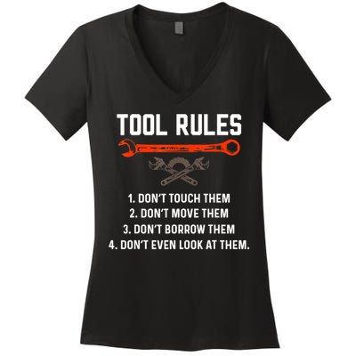 Tool Rules Funny Meme Mechanic Auto Repair Women's V-Neck T-Shirt
