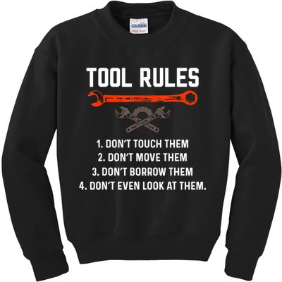 Tool Rules Funny Meme Mechanic Auto Repair Kids Sweatshirt
