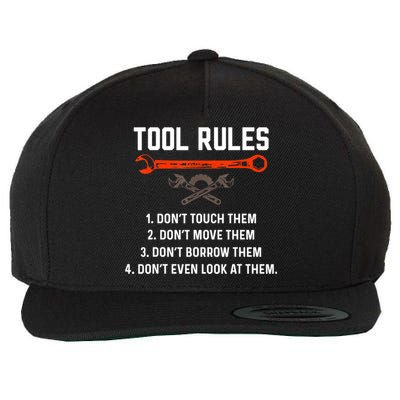 Tool Rules Funny Meme Mechanic Auto Repair Wool Snapback Cap