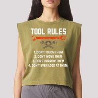 Tool Rules Funny Meme Mechanic Auto Repair Garment-Dyed Women's Muscle Tee