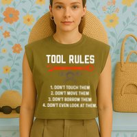 Tool Rules Funny Meme Mechanic Auto Repair Garment-Dyed Women's Muscle Tee