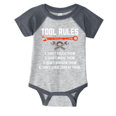 Tool Rules Funny Meme Mechanic Auto Repair Infant Baby Jersey Bodysuit