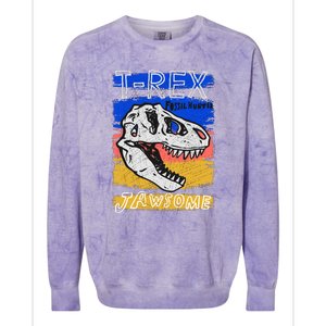 T Rex Fossil Hunter Jawsome Colorblast Crewneck Sweatshirt