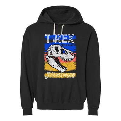 T Rex Fossil Hunter Jawsome Garment-Dyed Fleece Hoodie