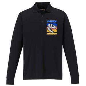 T Rex Fossil Hunter Jawsome Performance Long Sleeve Polo