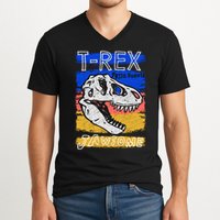T Rex Fossil Hunter Jawsome V-Neck T-Shirt