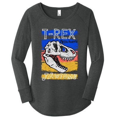 T Rex Fossil Hunter Jawsome Women's Perfect Tri Tunic Long Sleeve Shirt