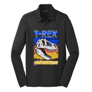 T Rex Fossil Hunter Jawsome Silk Touch Performance Long Sleeve Polo