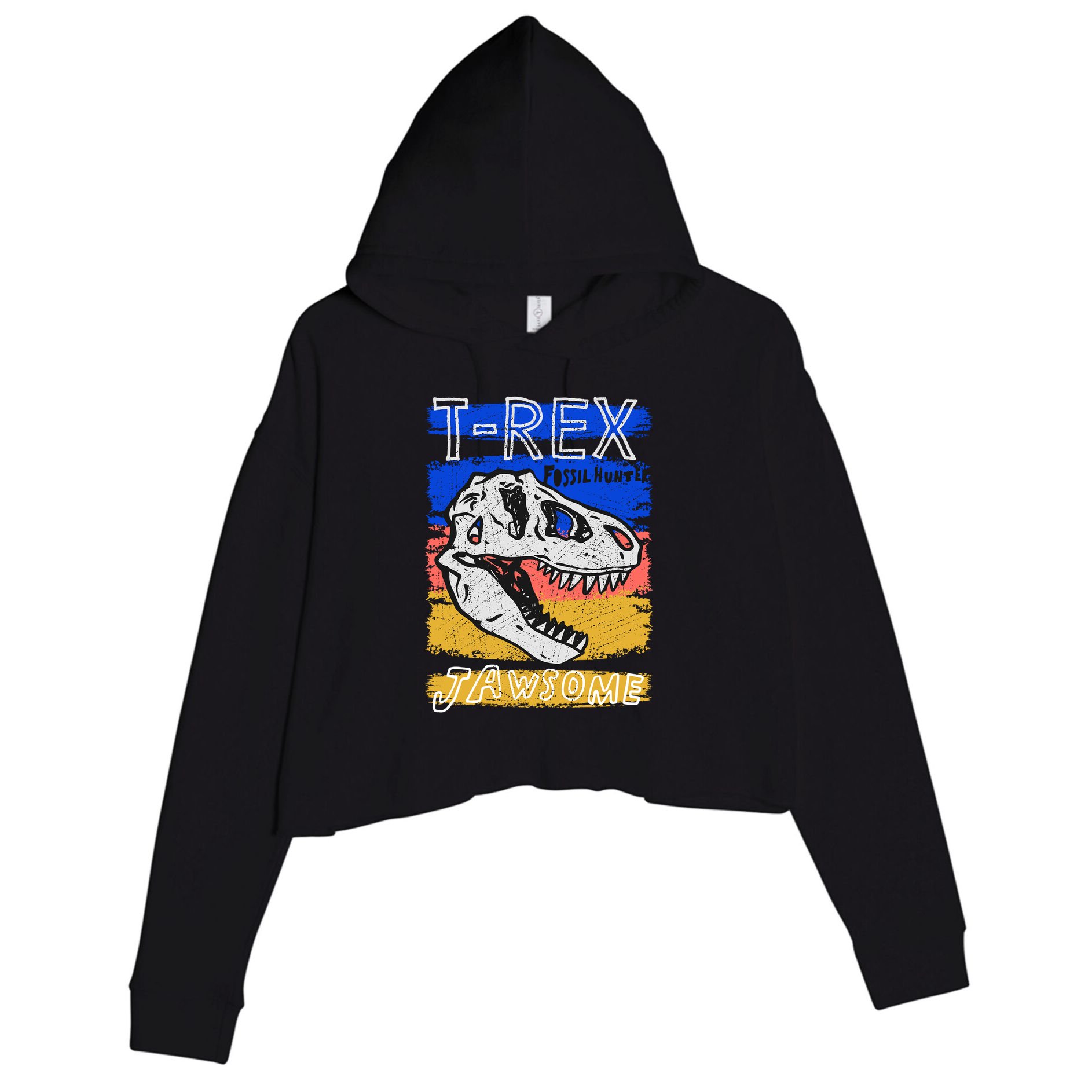 T Rex Fossil Hunter Jawsome Crop Fleece Hoodie