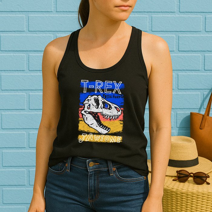 T Rex Fossil Hunter Jawsome Womens Tank Top