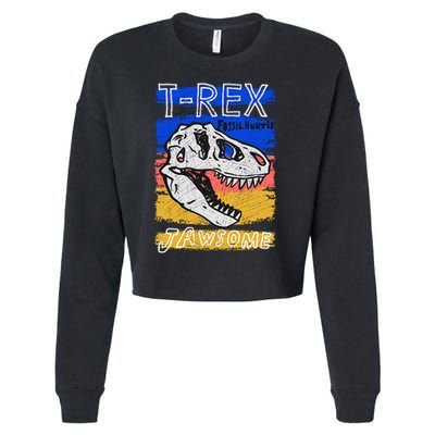 T Rex Fossil Hunter Jawsome Cropped Pullover Crew