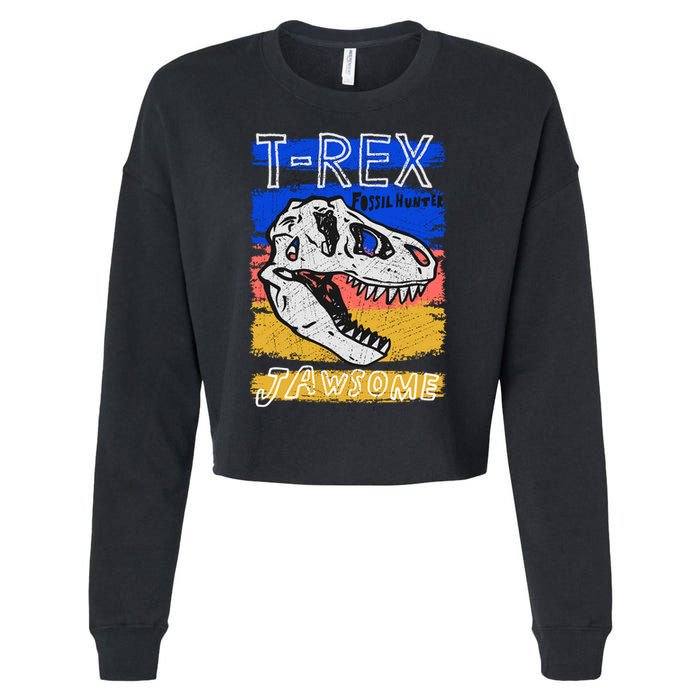 T Rex Fossil Hunter Jawsome Cropped Pullover Crew