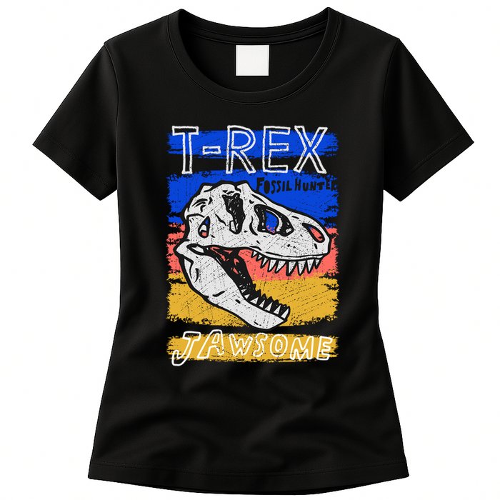 T Rex Fossil Hunter Jawsome Womens T-Shirt