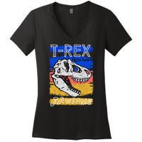 T Rex Fossil Hunter Jawsome Women's V-Neck T-Shirt