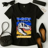 T Rex Fossil Hunter Jawsome Women's V-Neck T-Shirt