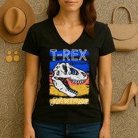 T Rex Fossil Hunter Jawsome Women's V-Neck T-Shirt