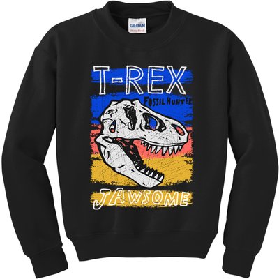 T Rex Fossil Hunter Jawsome Kids Sweatshirt