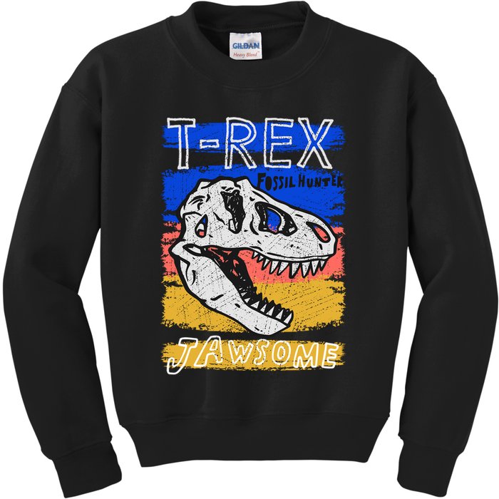T Rex Fossil Hunter Jawsome Kids Sweatshirt