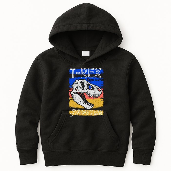 T Rex Fossil Hunter Jawsome Kids Hoodie