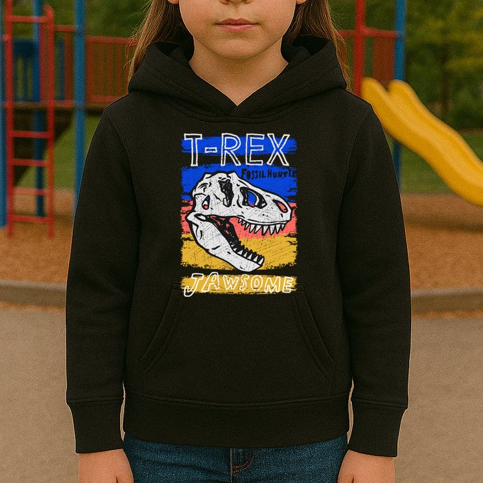 T Rex Fossil Hunter Jawsome Kids Hoodie