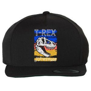 T Rex Fossil Hunter Jawsome Wool Snapback Cap