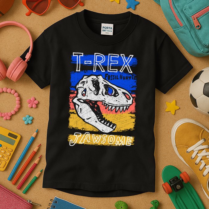 T Rex Fossil Hunter Jawsome Kids T-Shirt
