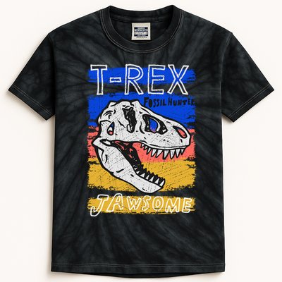 T Rex Fossil Hunter Jawsome Kids Tie-Dye T-Shirt