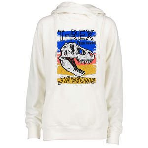 T Rex Fossil Hunter Jawsome Womens Funnel Neck Pullover Hood