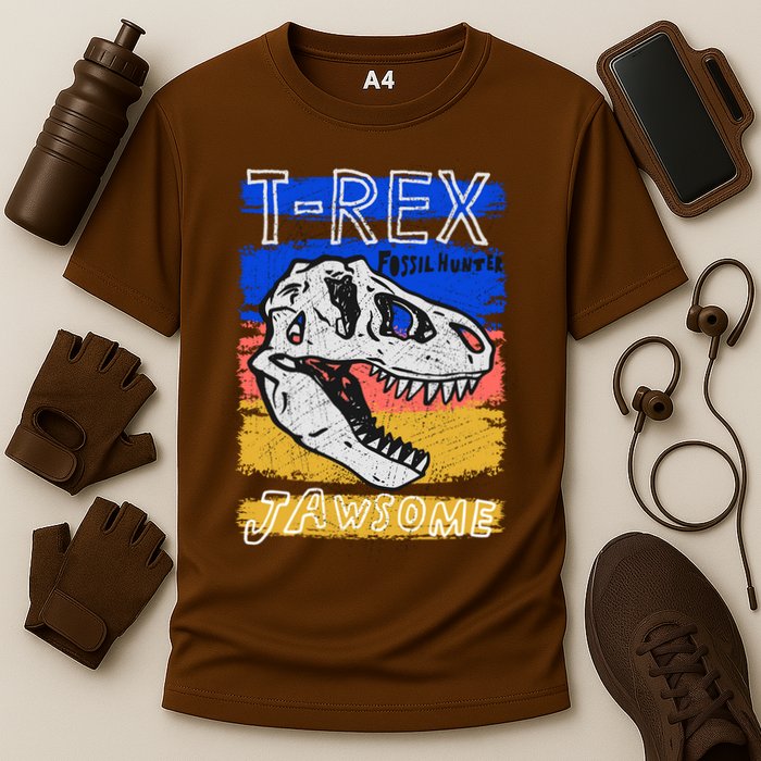 T Rex Fossil Hunter Jawsome Performance Shirt