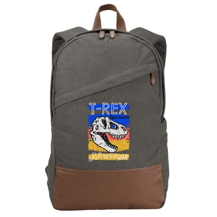 T Rex Fossil Hunter Jawsome Cotton Canvas Backpack