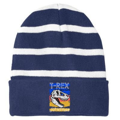 T Rex Fossil Hunter Jawsome Striped Beanie with Solid Band