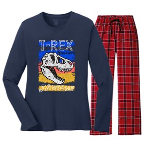 T Rex Fossil Hunter Jawsome Women's Long Sleeve Flannel Pajama Set 