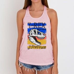 T Rex Fossil Hunter Jawsome Women's Knotted Racerback Tank