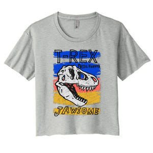 T Rex Fossil Hunter Jawsome Women's Crop Top Tee