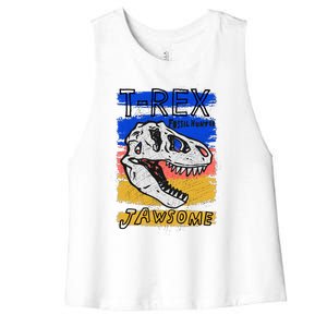 T Rex Fossil Hunter Jawsome Women's Racerback Cropped Tank