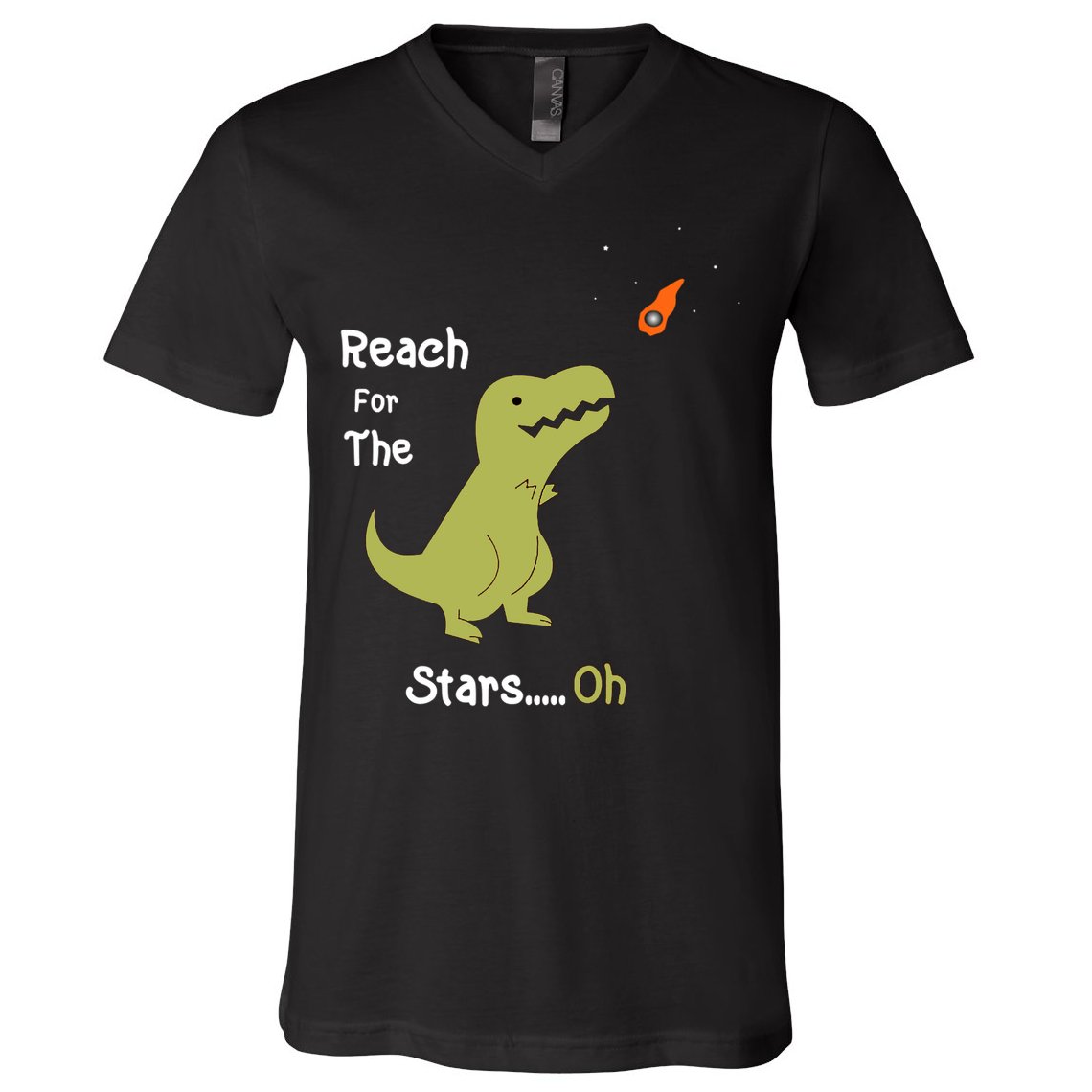 T-Rex Reach For The Stars Oh Dinosaur Dino Cool Cute Funny V-Neck T-Shirt
