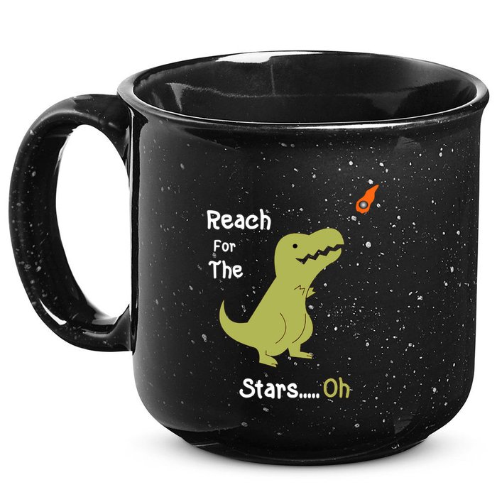 T-Rex Reach For The Stars Oh Dinosaur Dino Cool Cute Funny 15oz Campfire Ceramic Mug